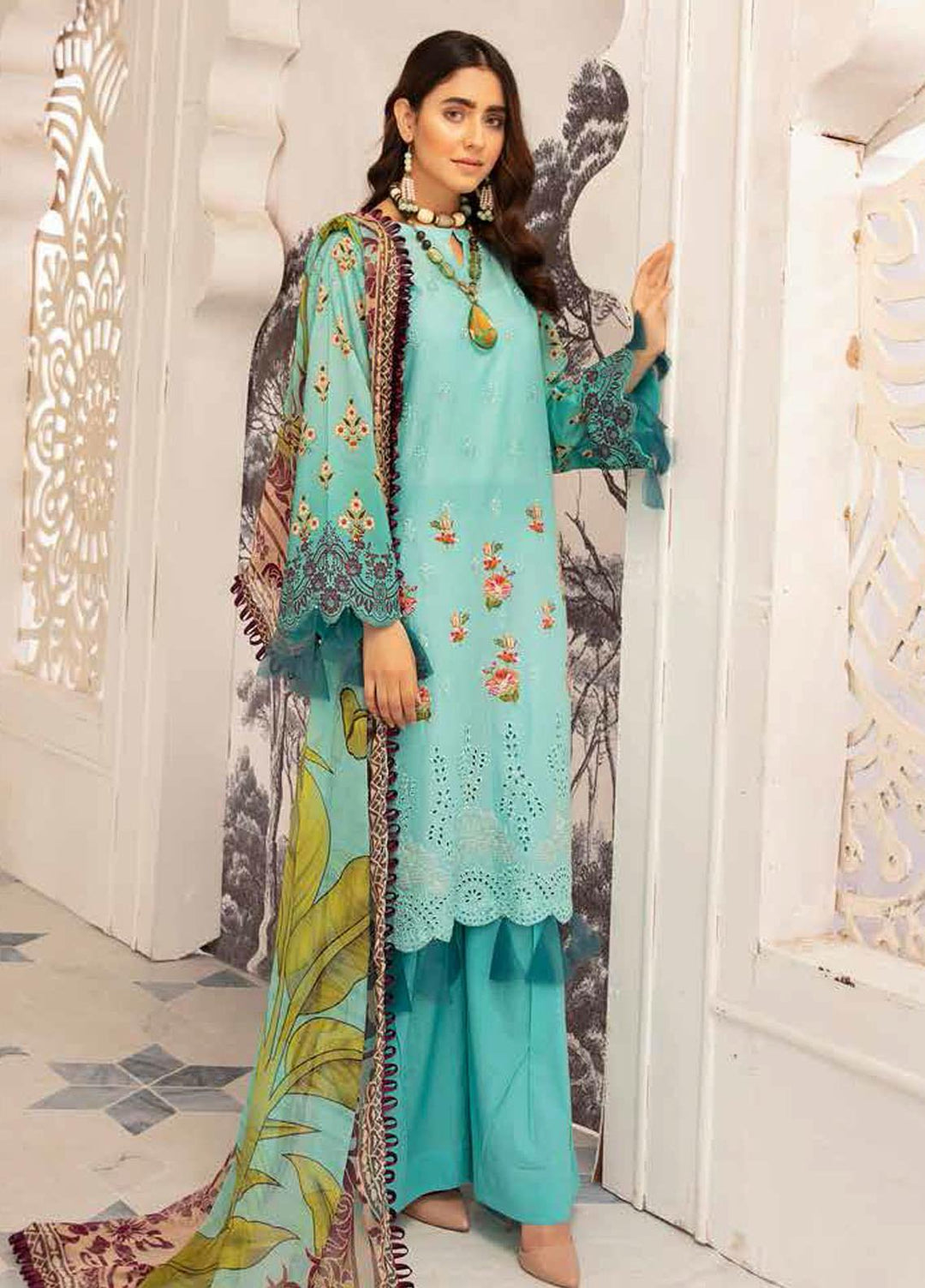 Hoor by Riaz Arts Embroidered Lawn Suits Unstitched 3 Piece RA21H DH-20 - Summer Collection