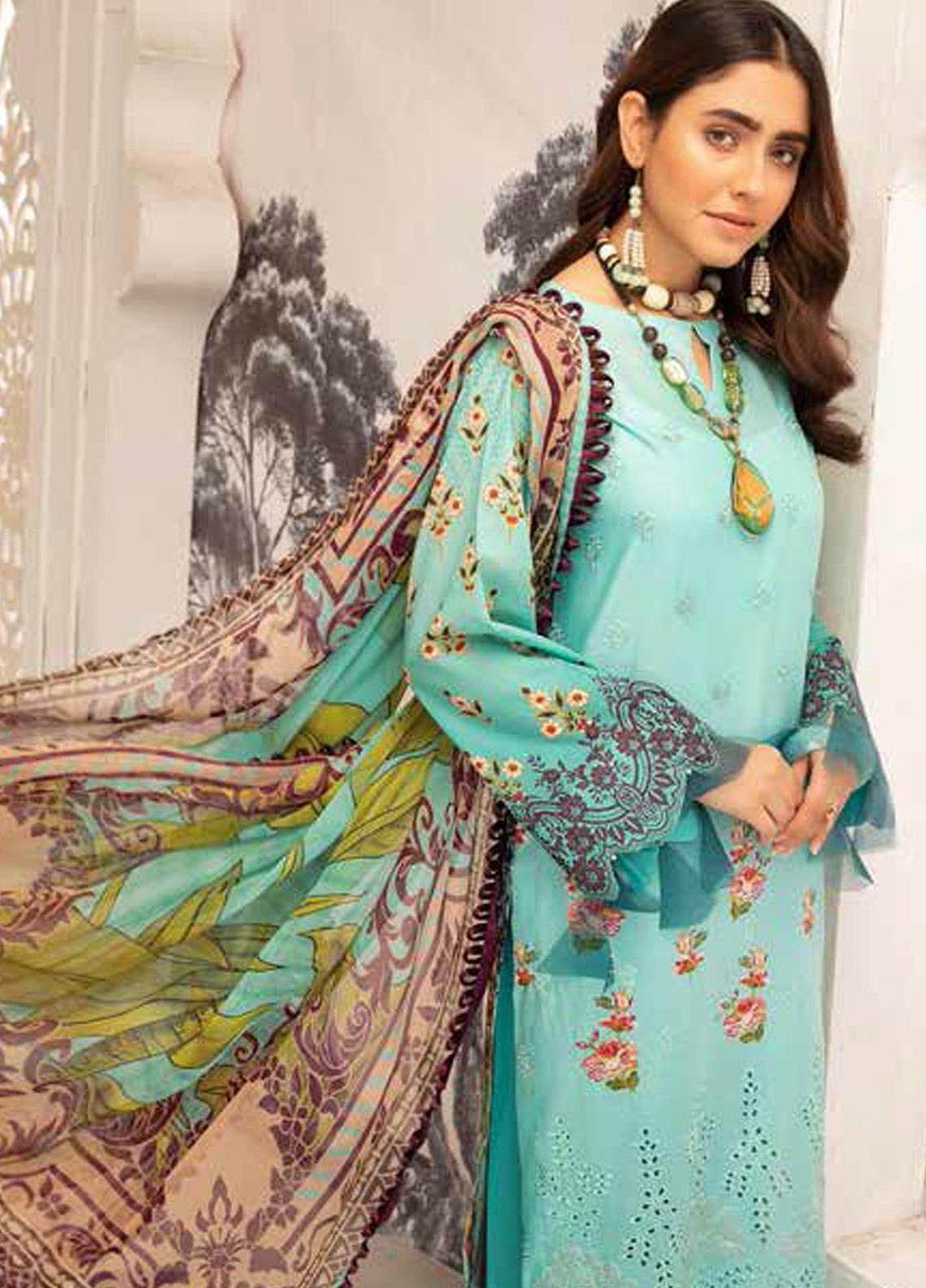 Hoor by Riaz Arts Embroidered Lawn Suits Unstitched 3 Piece RA21H DH-20 - Summer Collection