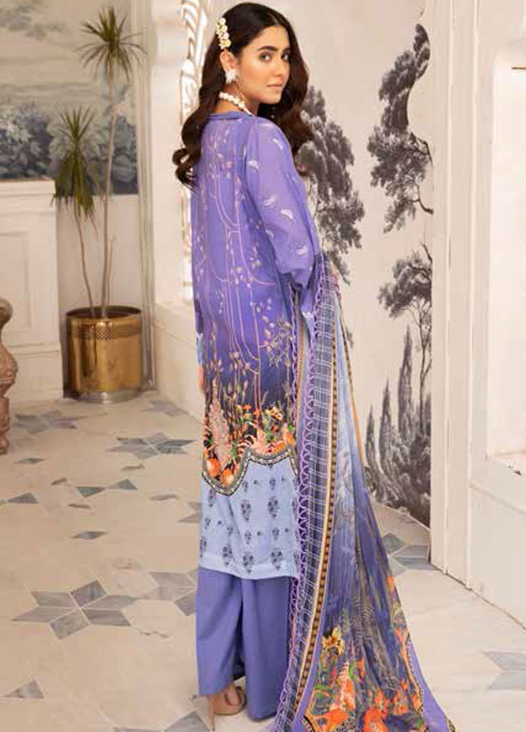Hoor by Riaz Arts Embroidered Lawn Suits Unstitched 3 Piece RA21H DH-24 - Summer Collection