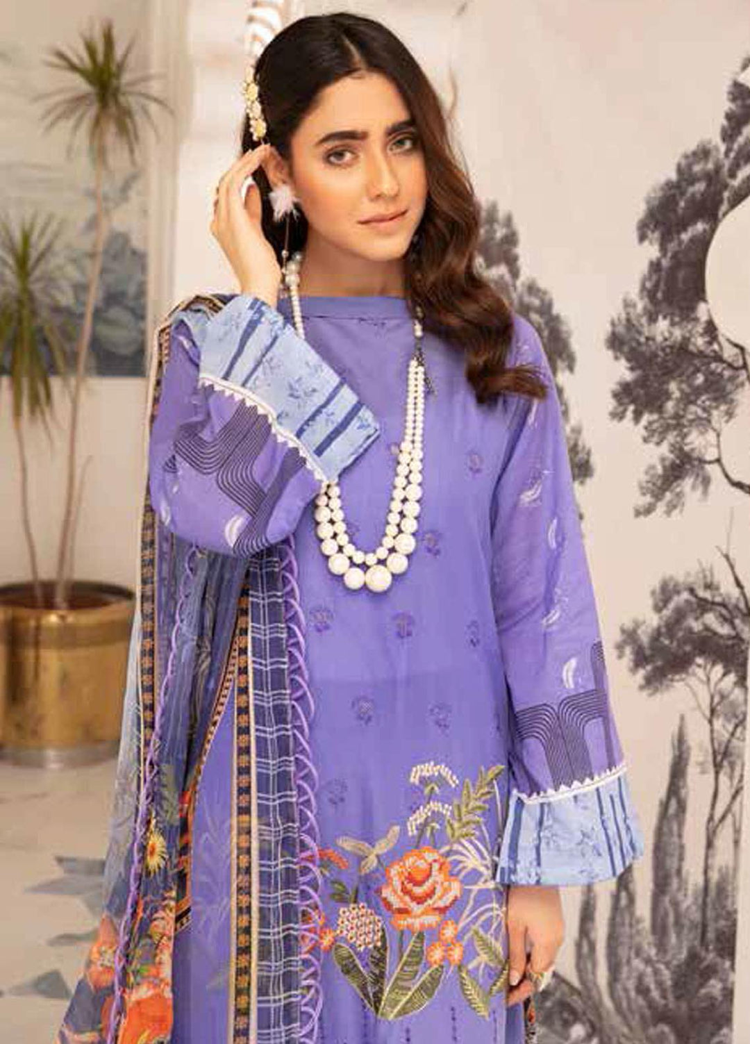 Hoor by Riaz Arts Embroidered Lawn Suits Unstitched 3 Piece RA21H DH-24 - Summer Collection
