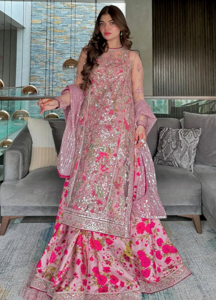 Hussain Rehar Embroidered Net Suits Unstitched 3 Piece HRR24LF Sham - Luxury Collection