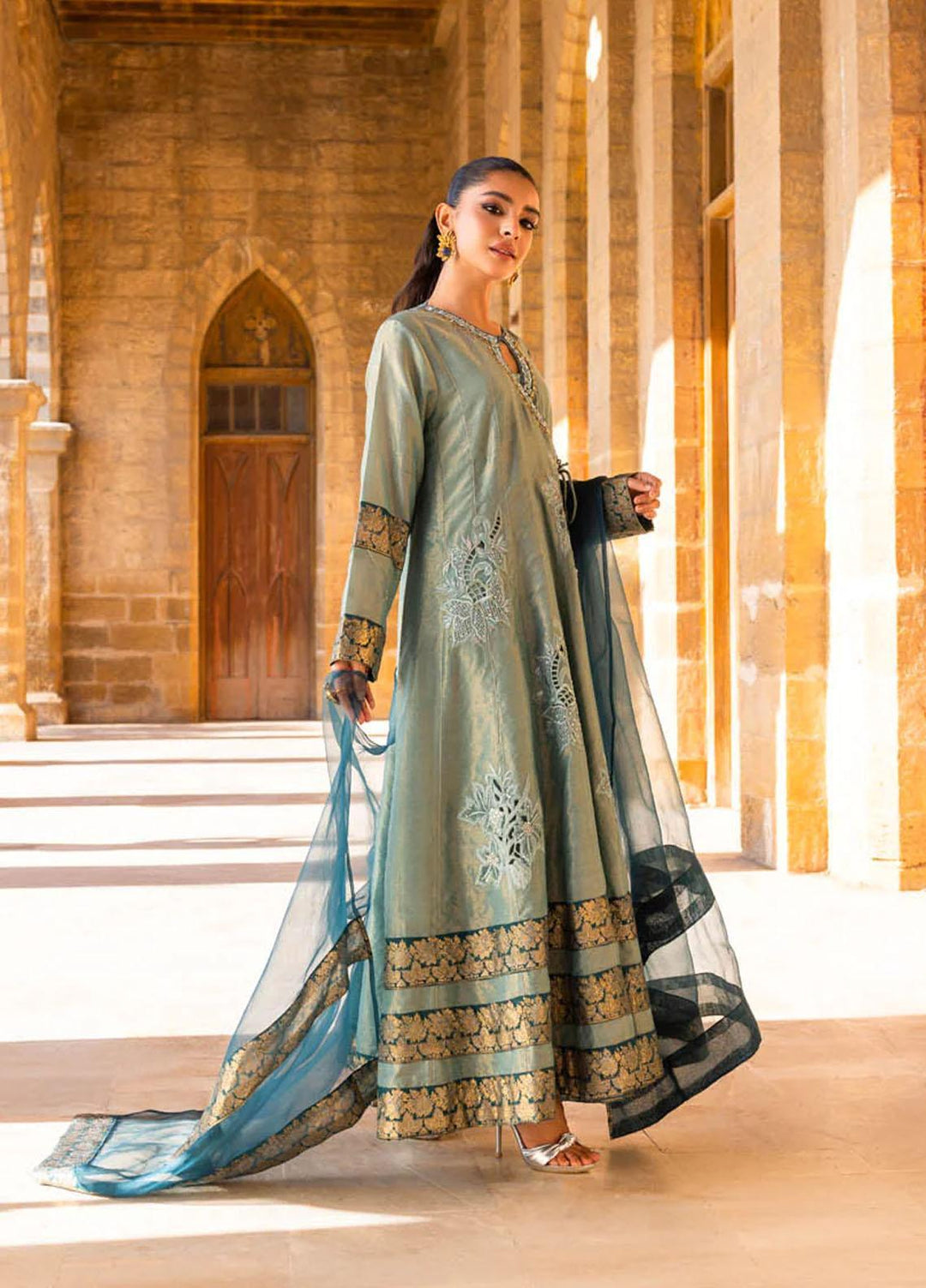 Hue Luxury Pret  Khaadi Silk 3 Piece Dress HUE23AF ABSHAAR