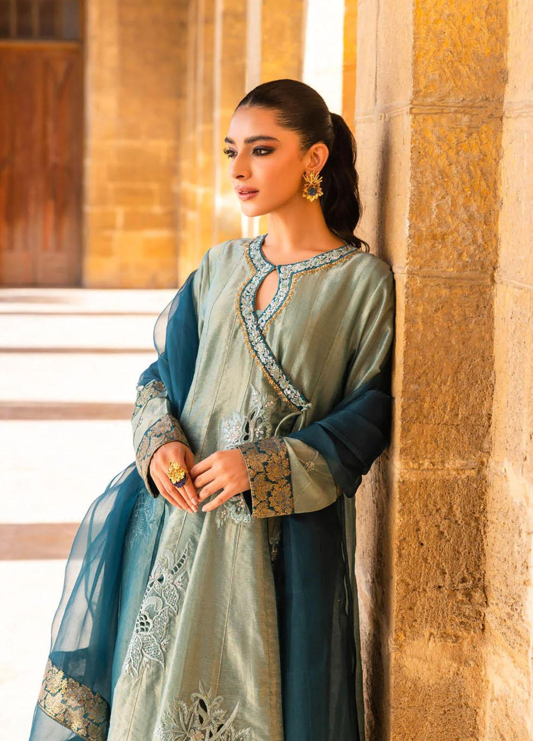 Hue Luxury Pret  Khaadi Silk 3 Piece Dress HUE23AF ABSHAAR