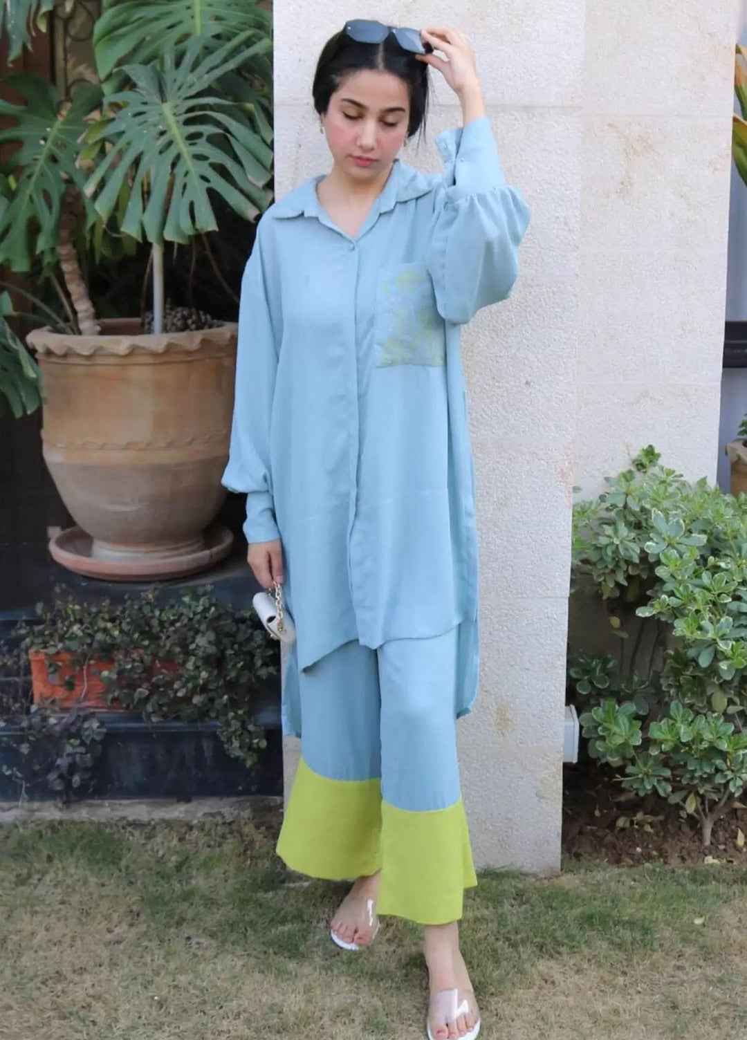 Hues Atelier Pret Western Grip 2 Piece Suit HA23B Blue Daisey