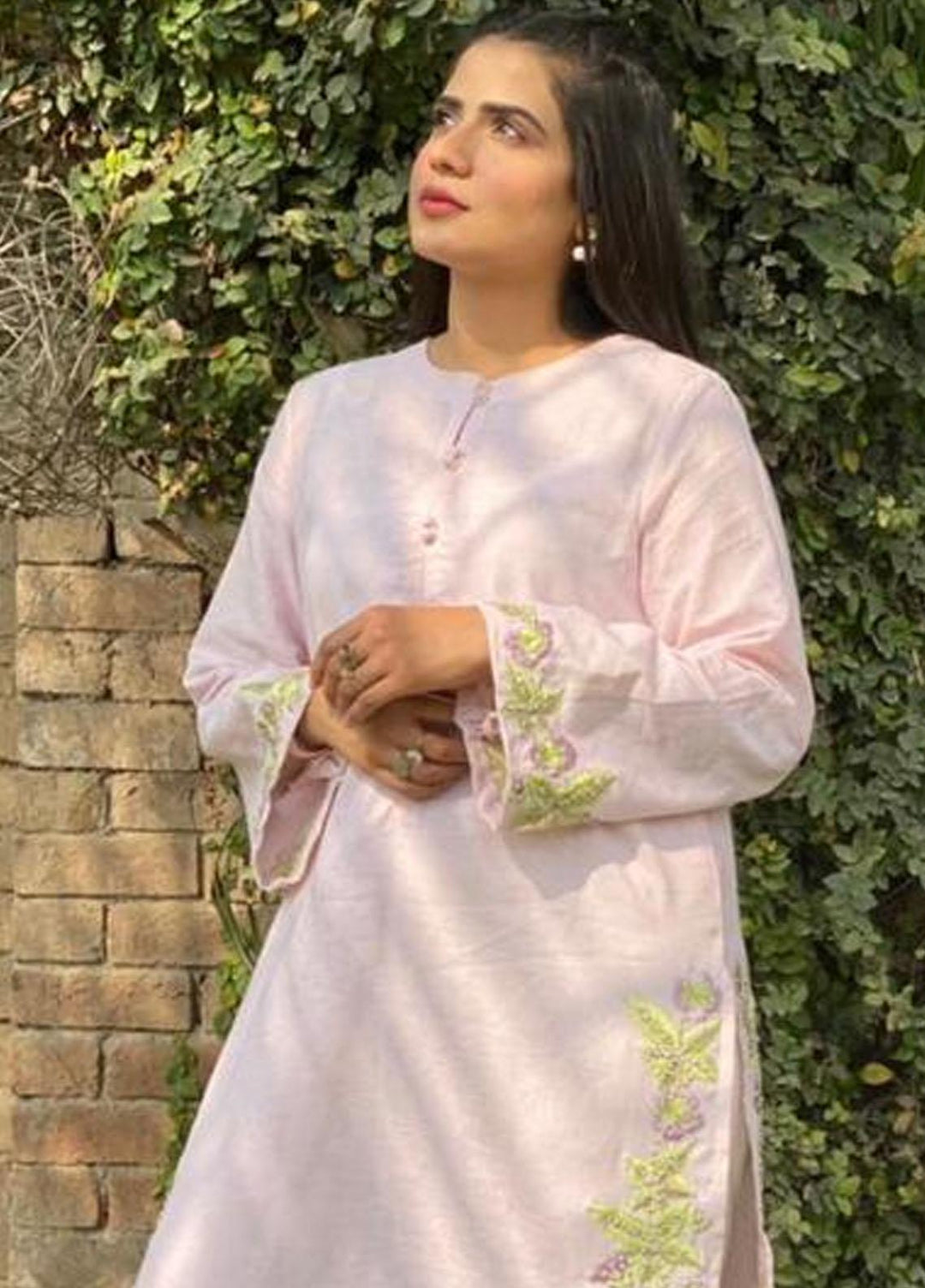 Hues Atelier Pret Casual Cotton Kurti HA23B Pastel Pink Sheesha
