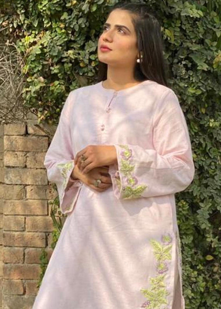 Hues Atelier Pret Casual Cotton Kurti HA23B Pastel Pink Sheesha