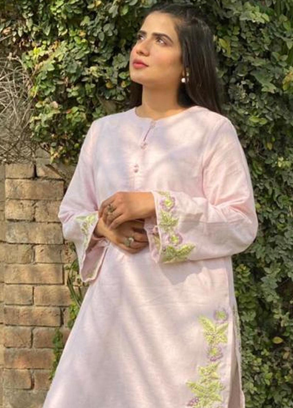 Hues Atelier Pret Casual Cotton Kurti HA23B Pastel Pink Sheesha