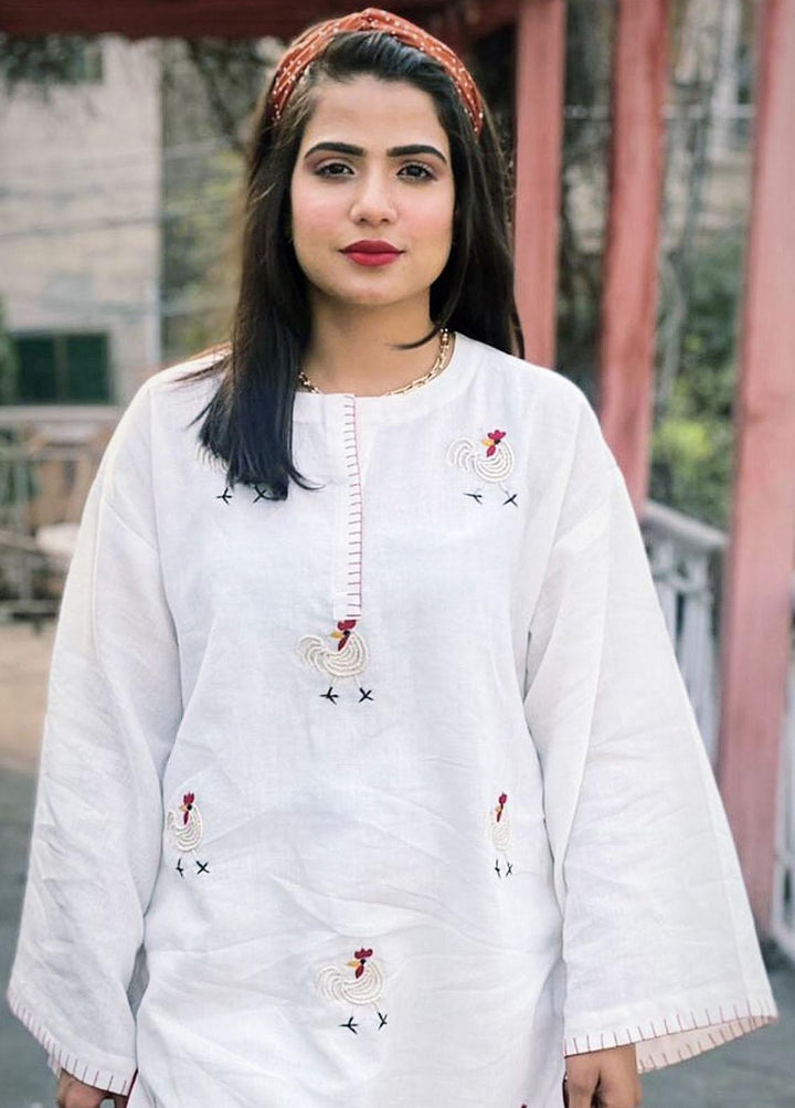Hues Atelier Pret Casual Lawn Kurti HA23B White Hens