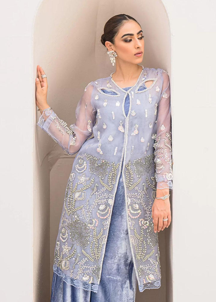 Hues Atelier Pret Embroidered Organza 3 Piece Suit HA23LF Fiya
