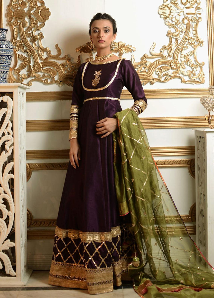 Hues Atelier Pret Embroidered Raw Silk 2 Piece Suit HA23LF Gota Heirloom Anarkali