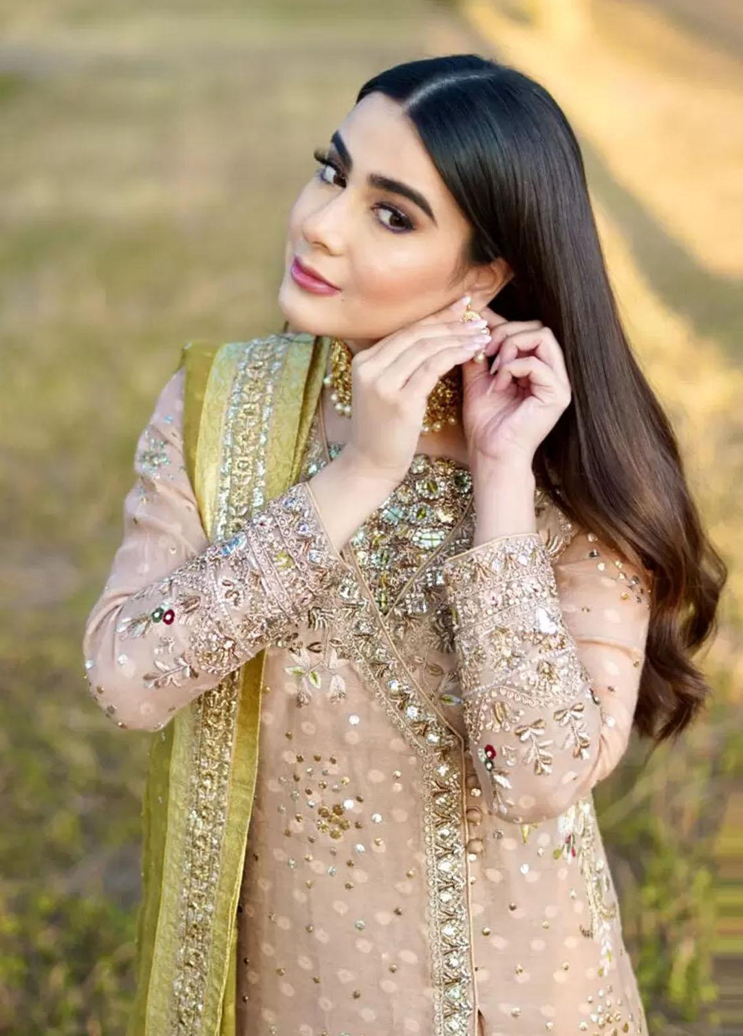 Hues Atelier Pret Embroidered Cotton Net 3 Piece Suit HA23LF Lucknowy Angrakha