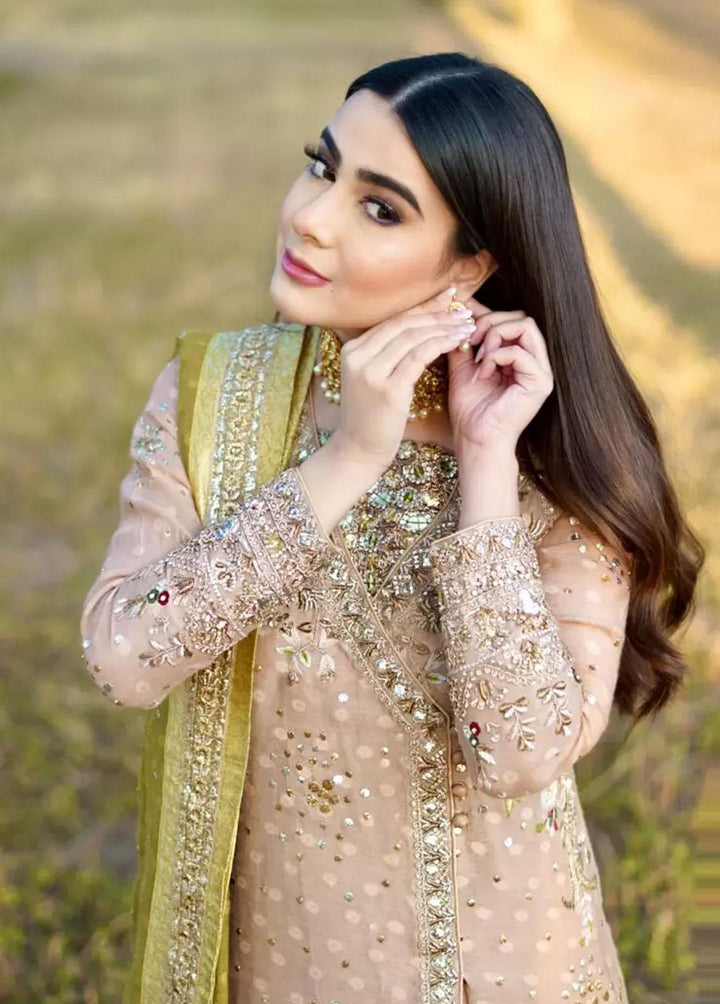 Hues Atelier Pret Embroidered Cotton Net 3 Piece Suit HA23LF Lucknowy Angrakha