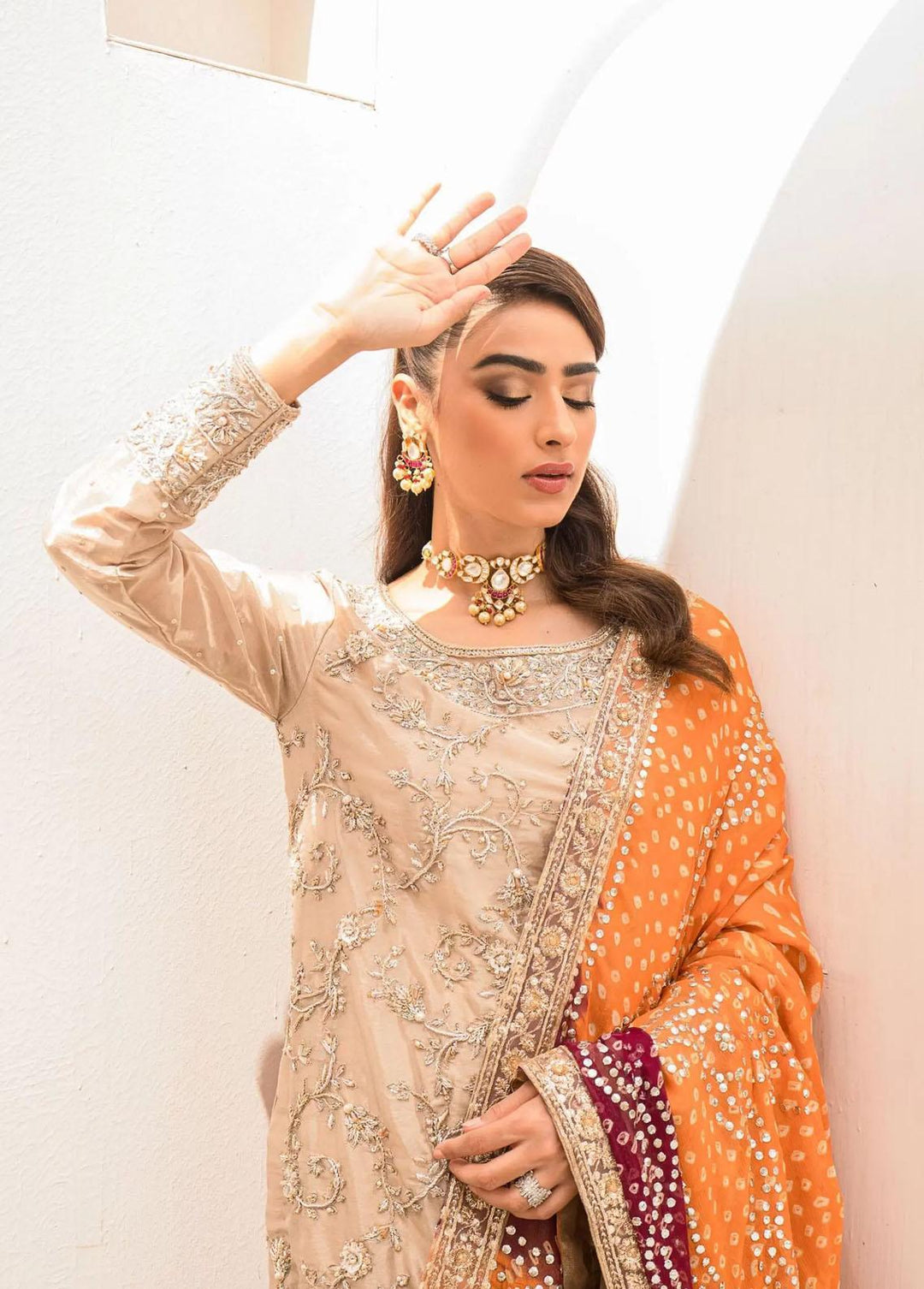 Hues Atelier Pret Embroidered Tissue 3 Piece Suit HA23LF Norah