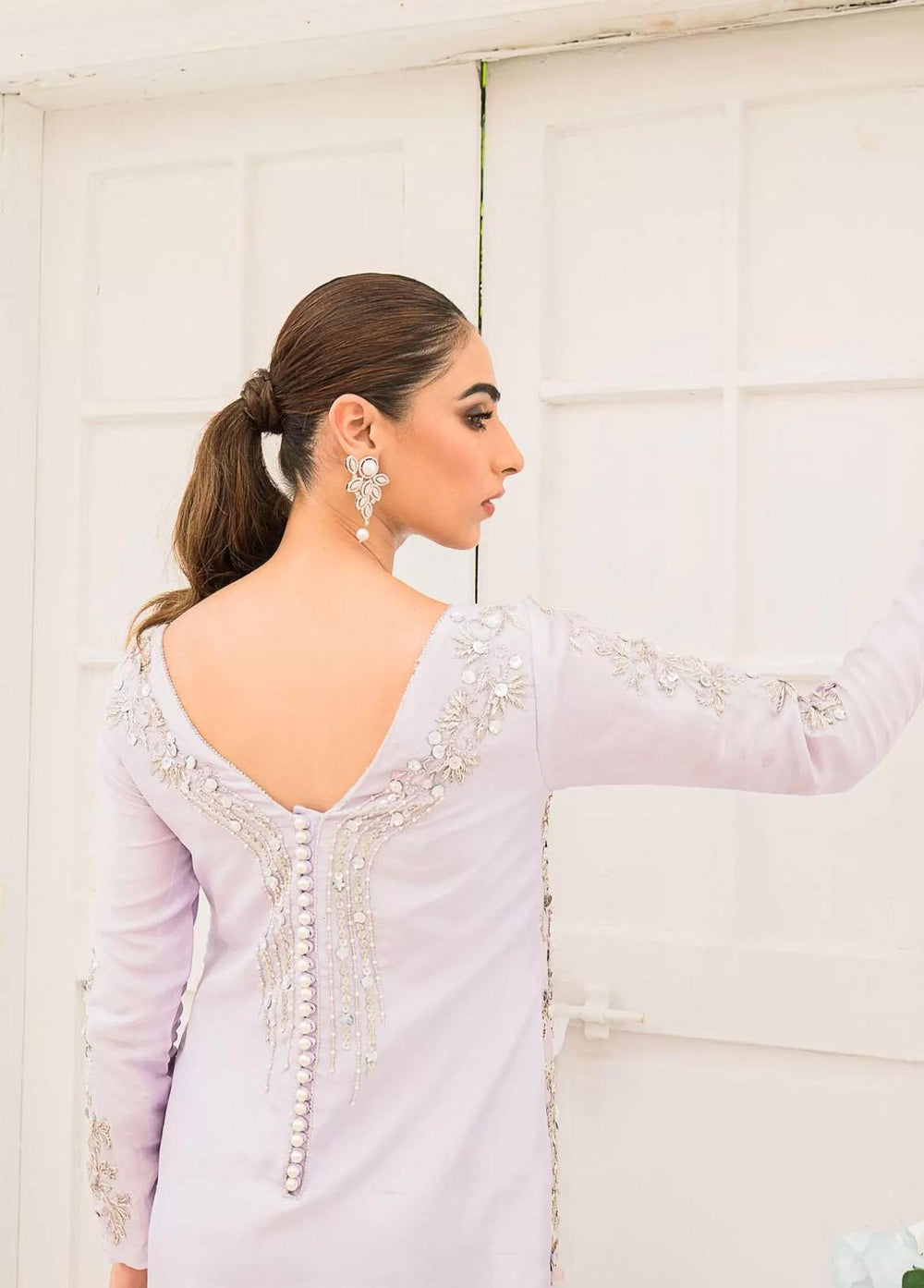 Hues Atelier Pret Embroidered Raw Silk Gown HA23LF Zuria