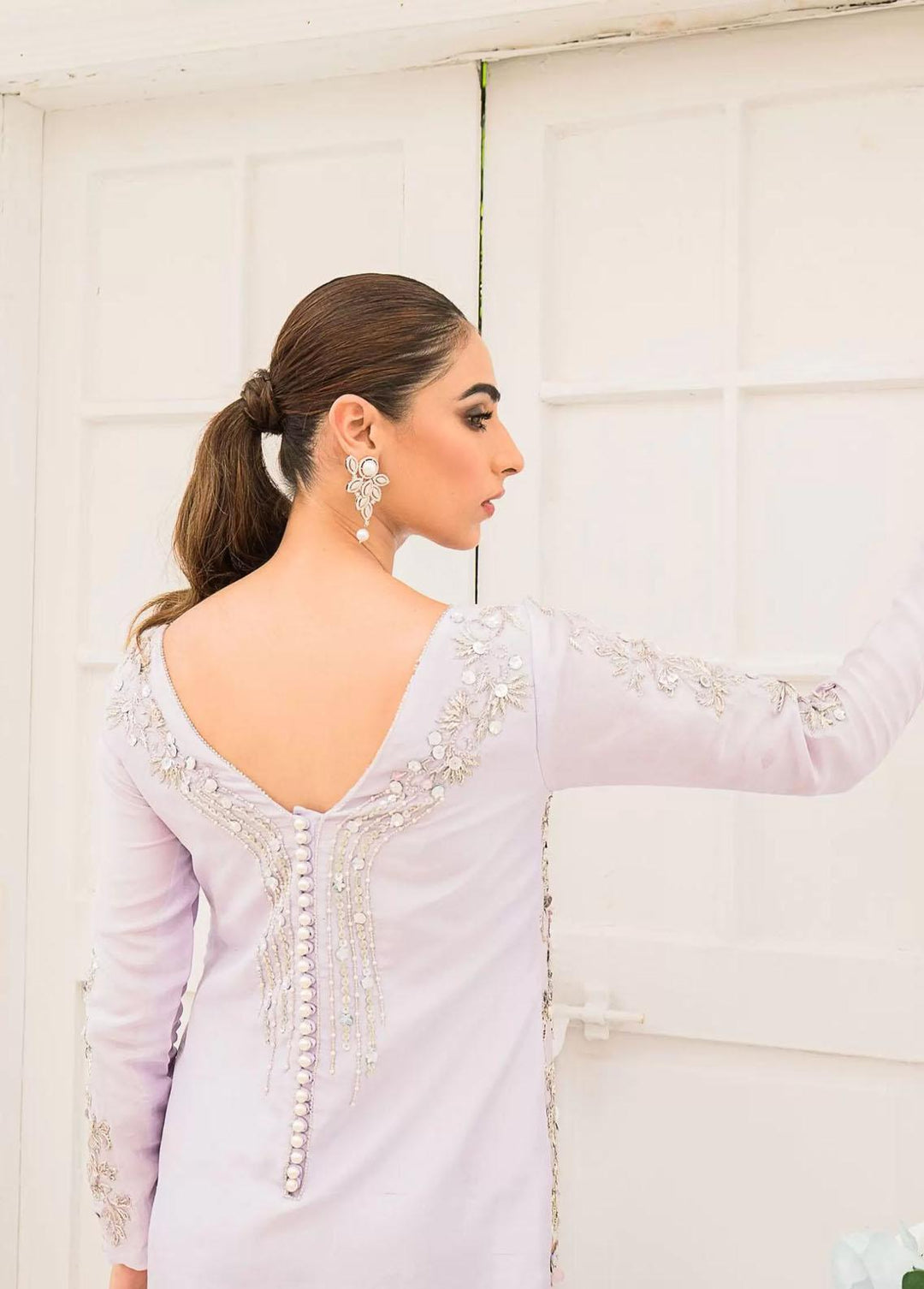 Hues Atelier Pret Embroidered Raw Silk Gown HA23LF Zuria