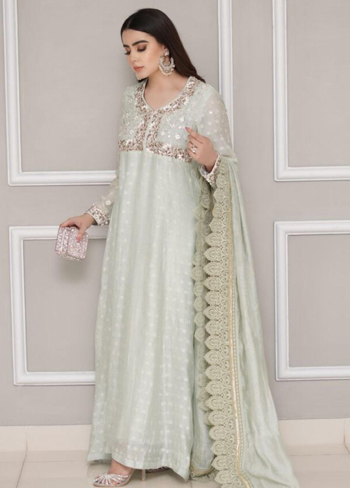 Hues Atelier Pret Embroidered Cotton Net 3 Piece Suit HA23LP Heritage Pishwas