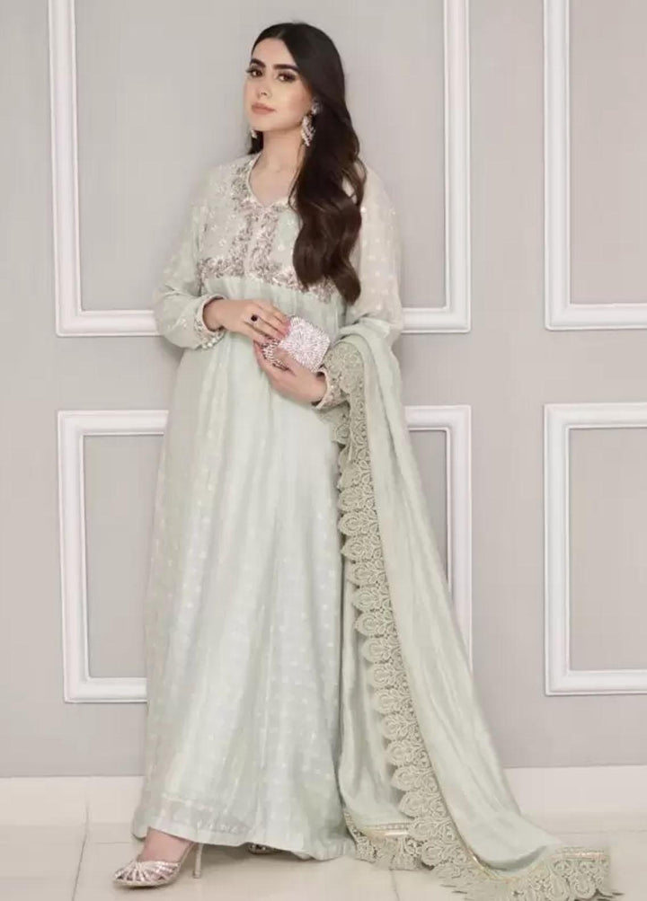 Hues Atelier Pret Embroidered Cotton Net 3 Piece Suit HA23LP Heritage Pishwas