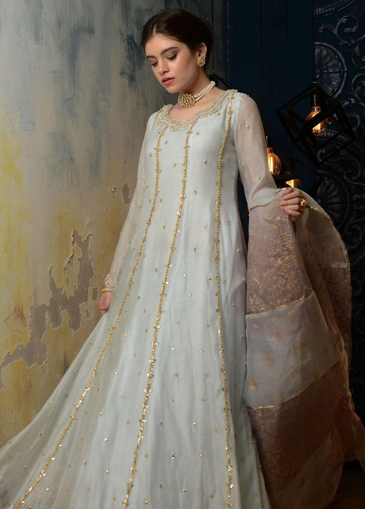 Hues Atelier Pret Embroidered Khaadi Net 3 Piece Suit HA23LP Lakhnawi Hem