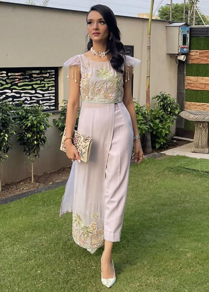 Hues Atelier Pret Embroidered Chiffon 2 Piece Suit HA23LP Lotus Palm