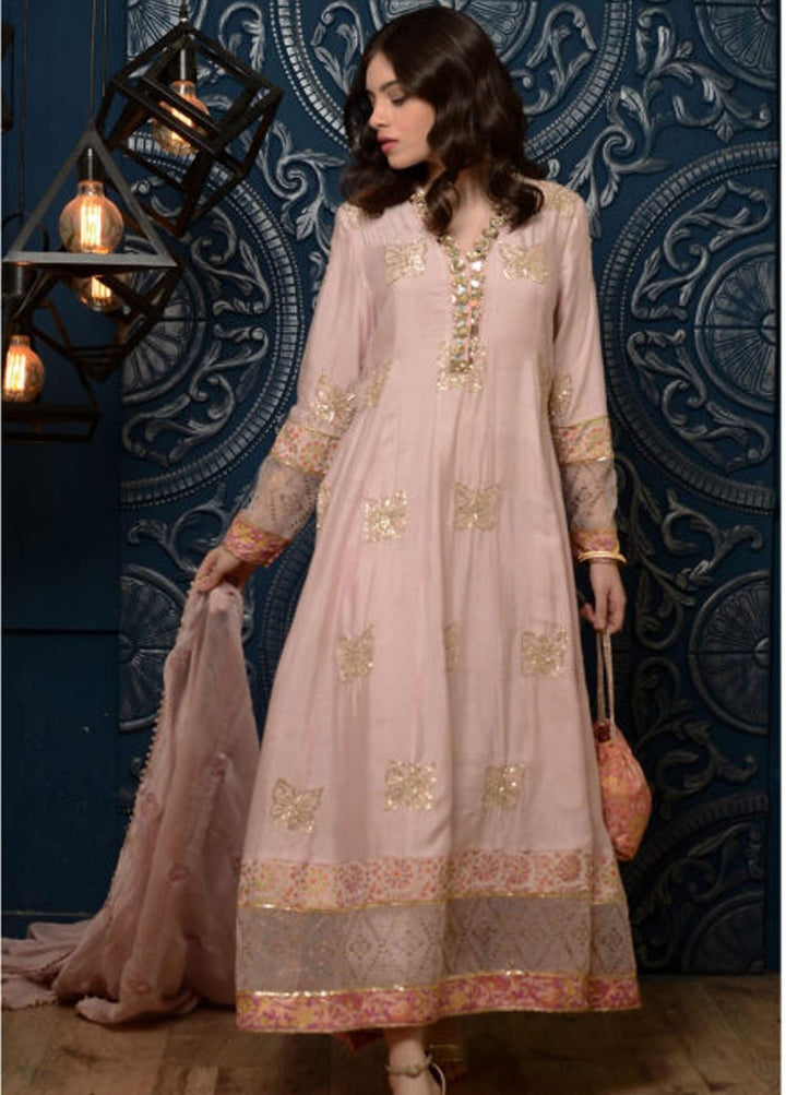Hues Atelier Pret Embroidered Silk 3 Piece Suit HA23LP Raina Pink