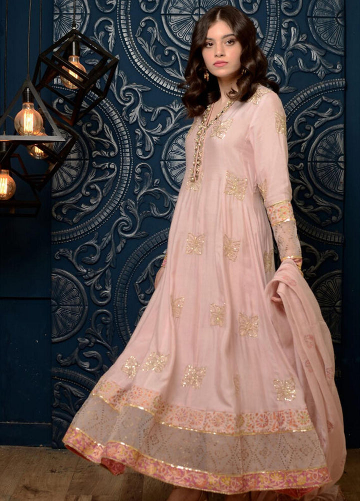Hues Atelier Pret Embroidered Silk 3 Piece Suit HA23LP Raina Pink