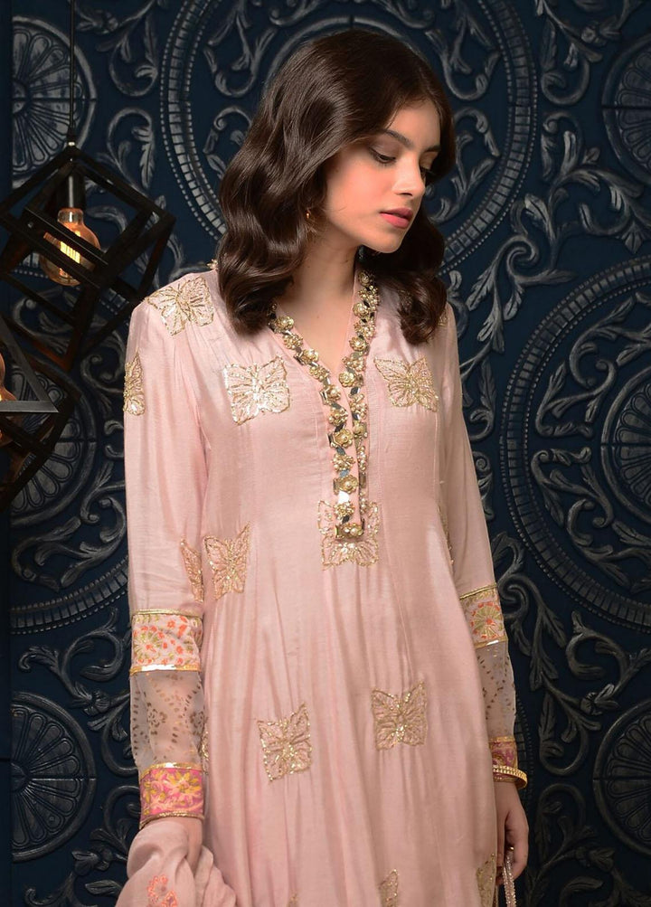 Hues Atelier Pret Embroidered Silk 3 Piece Suit HA23LP Raina Pink
