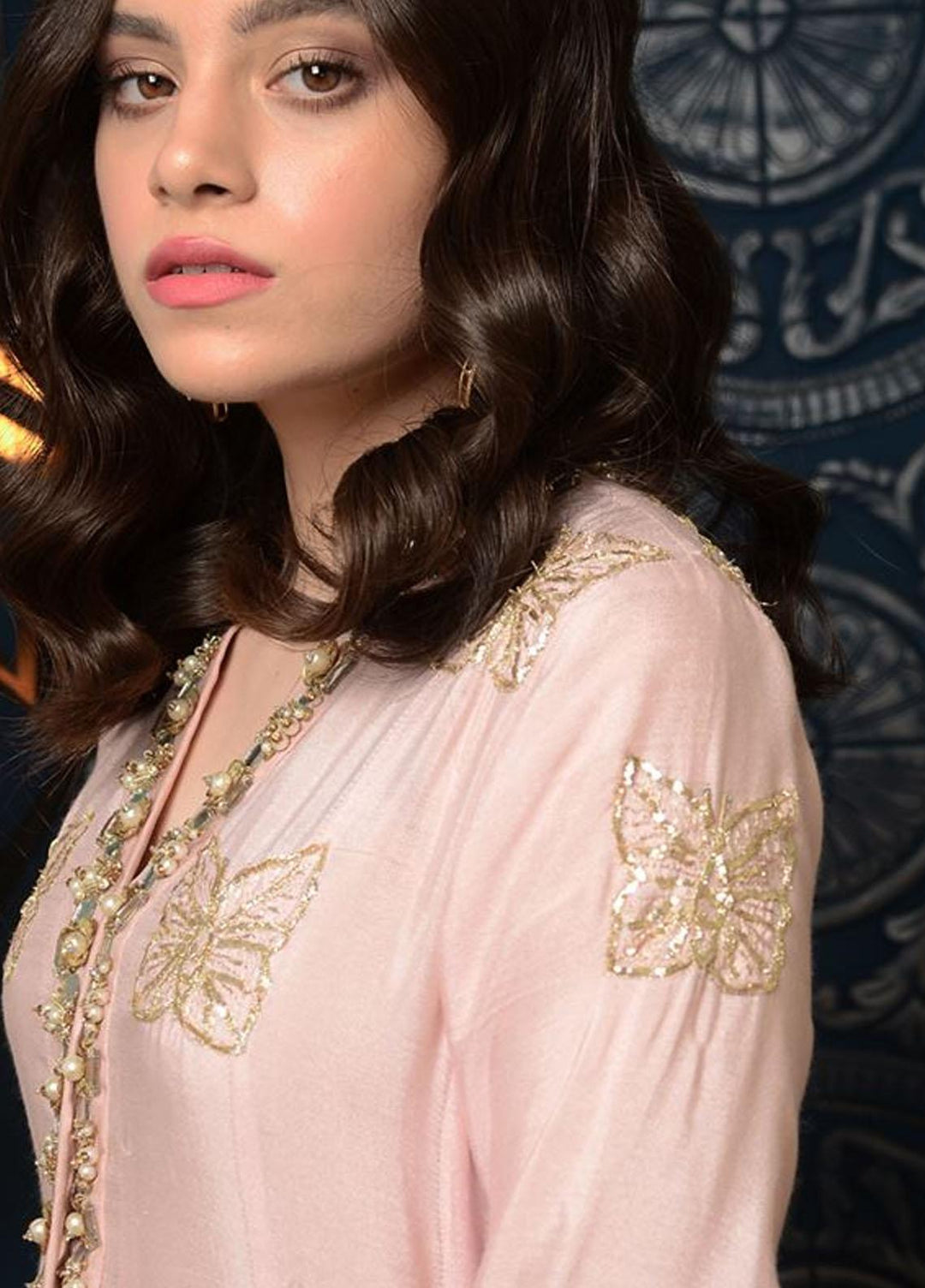 Hues Atelier Pret Embroidered Silk 3 Piece Suit HA23LP Raina Pink