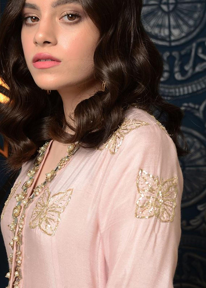 Hues Atelier Pret Embroidered Silk 3 Piece Suit HA23LP Raina Pink
