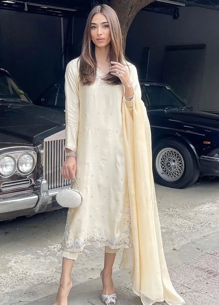 Hues Atelier Pret Embroidered Cotton Net 3 Piece Suit Dusk Loom