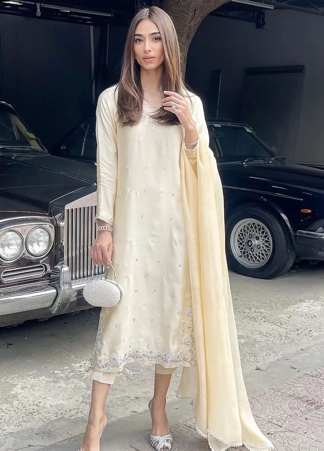 Hues Atelier Pret Embroidered Cotton Net 3 Piece Suit Dusk Loom