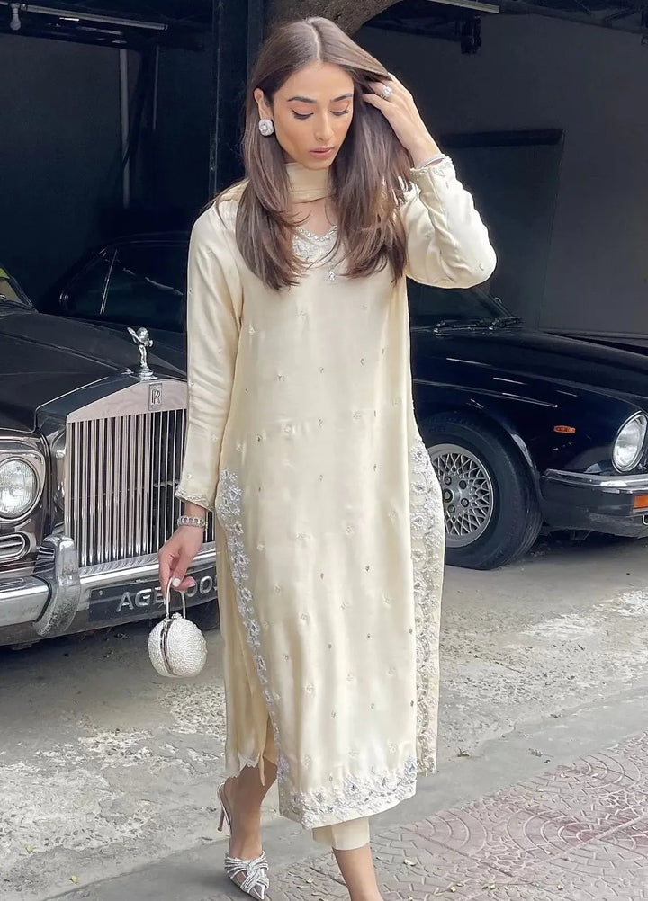 Hues Atelier Pret Embroidered Cotton Net 3 Piece Suit Dusk Loom