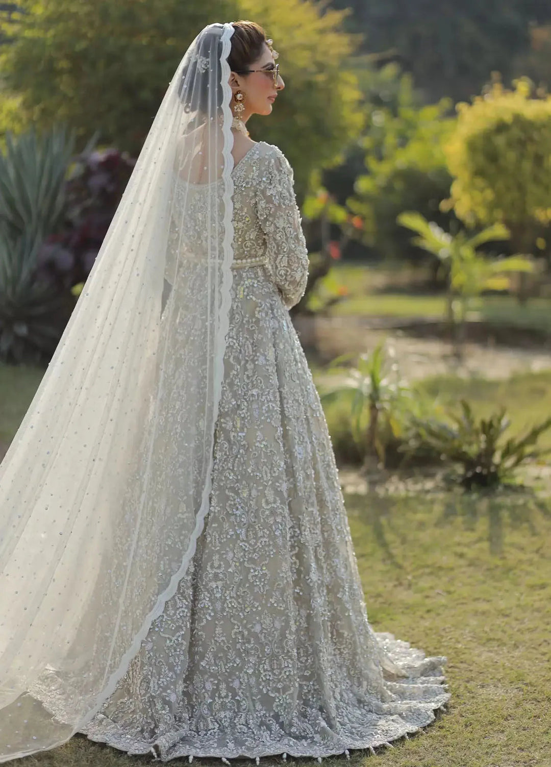 Hues Atelier Pret Embroidered Net 2 Piece Suit Ivory Bridal