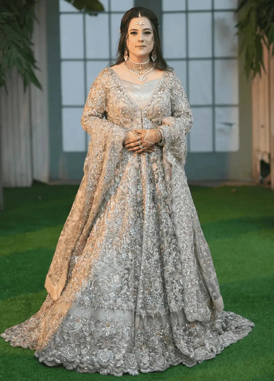 Hues Atelier Pret Embroidered Net 3 Piece Suit Gold Dynasty Bridal