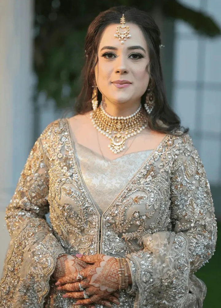 Hues Atelier Pret Embroidered Net 3 Piece Suit Gold Dynasty Bridal