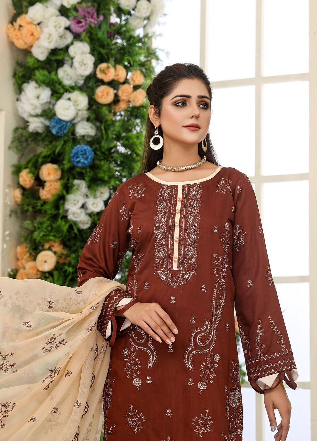 Hues by Humdum Embroidered Viscose Suits Unstitched 3 Piece HD22H 02 - Winter Collection