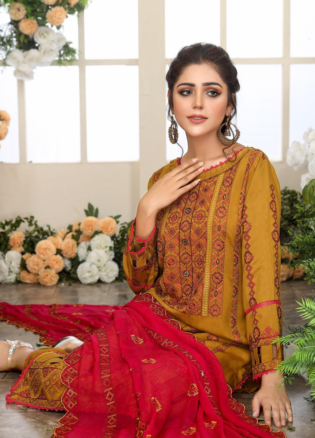 Hues by Humdum Embroidered Viscose Suits Unstitched 3 Piece HD22H 04 - Winter Collection