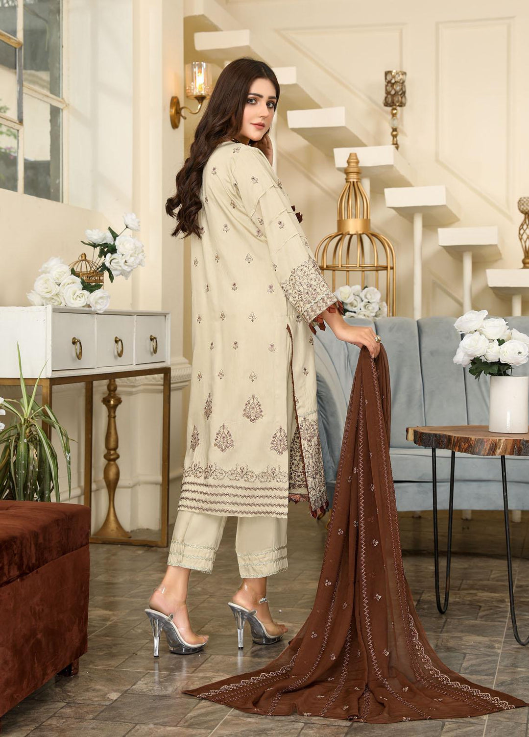 Hues by Humdum Embroidered Viscose Suits Unstitched 3 Piece HD22H 08 - Winter Collection