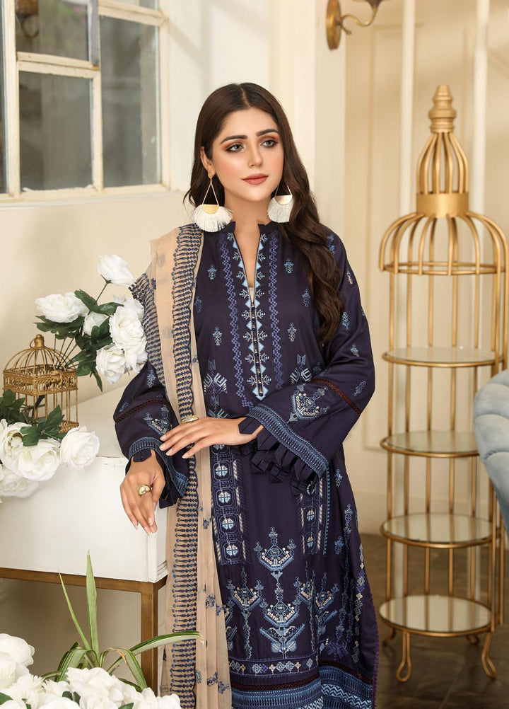 Hues by Humdum Embroidered Viscose Suits Unstitched 3 Piece HD22H 09 - Winter Collection