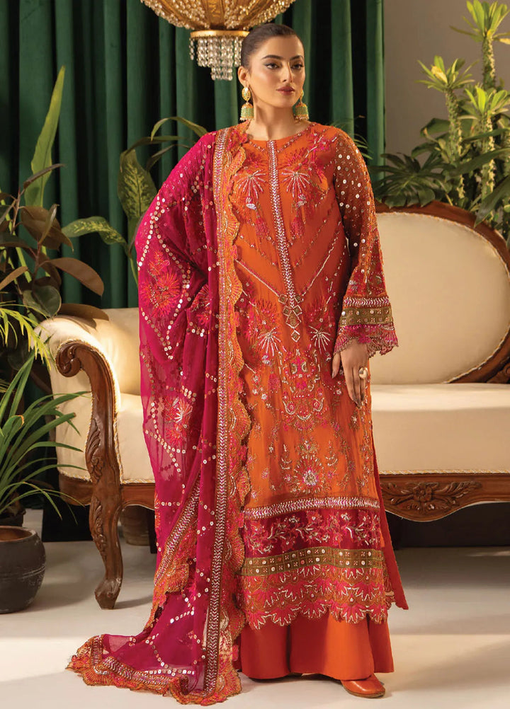 Humdum Embroidered Chiffon Suits Unstitched 3 Piece HD25LFS D-07 - Formals Collection