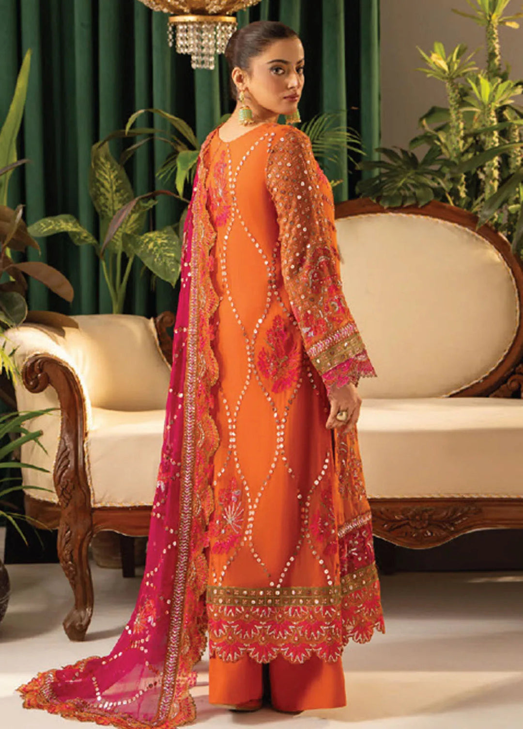 Humdum Embroidered Chiffon Suits Unstitched 3 Piece HD25LFS D-07 - Formals Collection