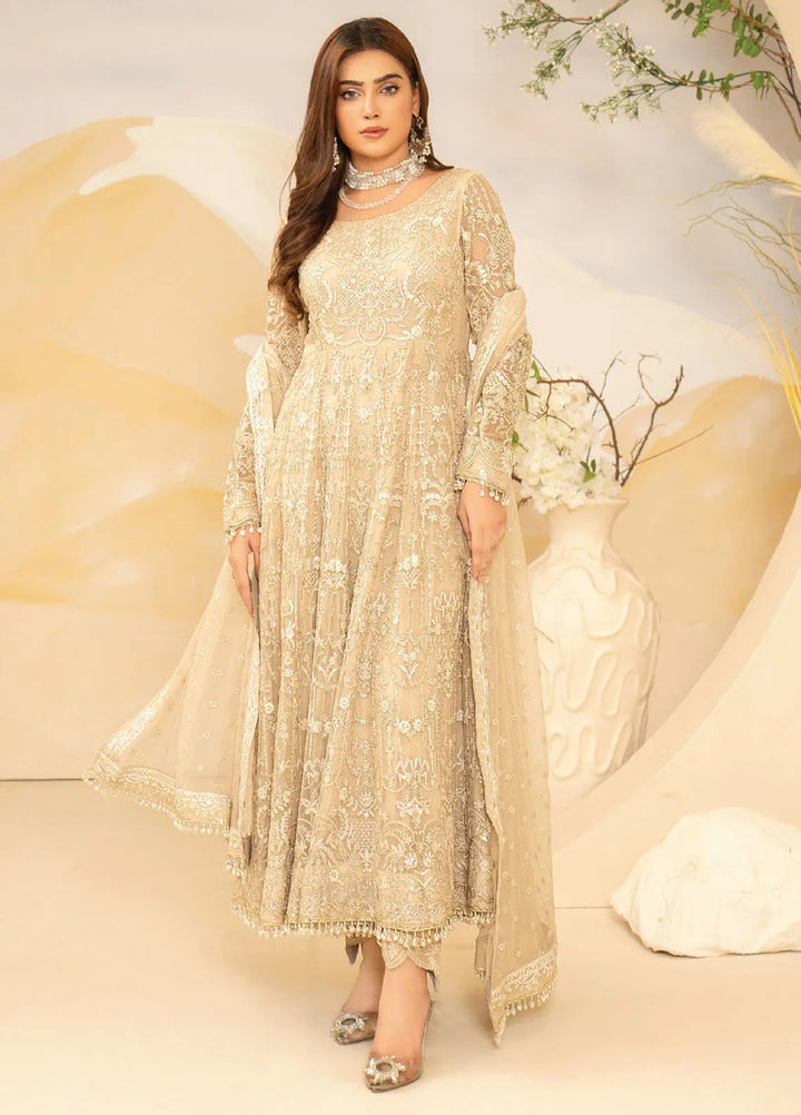 Humdum Embroidered Net Suits Unstitched 3 Piece HD25LFS D-02 - Formals Collection