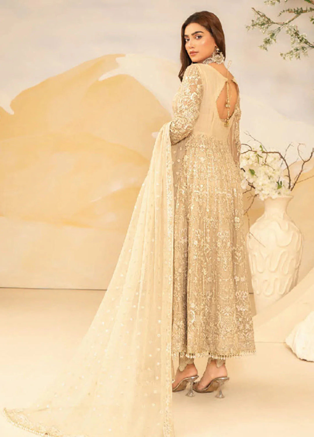 Humdum Embroidered Net Suits Unstitched 3 Piece HD25LFS D-02 - Formals Collection