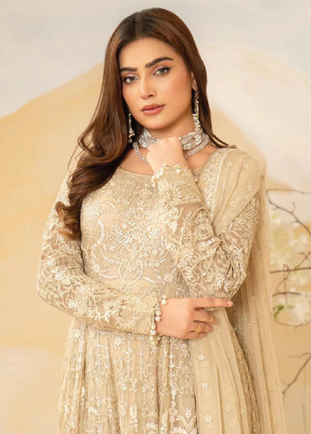 Humdum Embroidered Net Suits Unstitched 3 Piece HD25LFS D-02 - Formals Collection