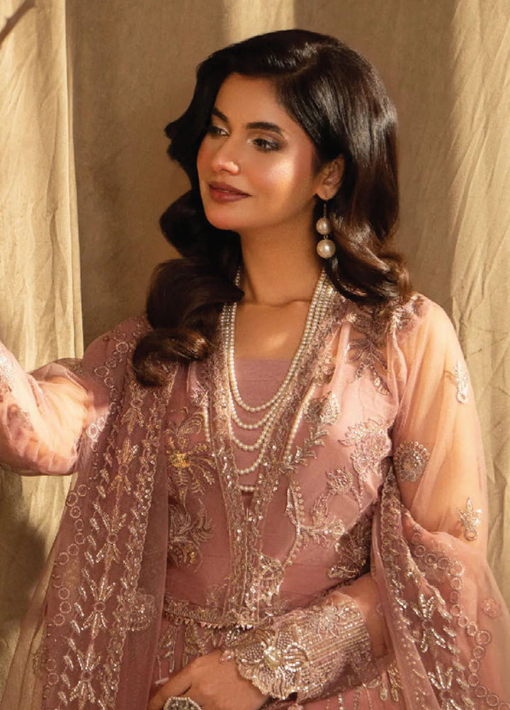 Humdum Embroidered Net Suits Unstitched 4 Piece HD25LFD D-09 - Formals Collection