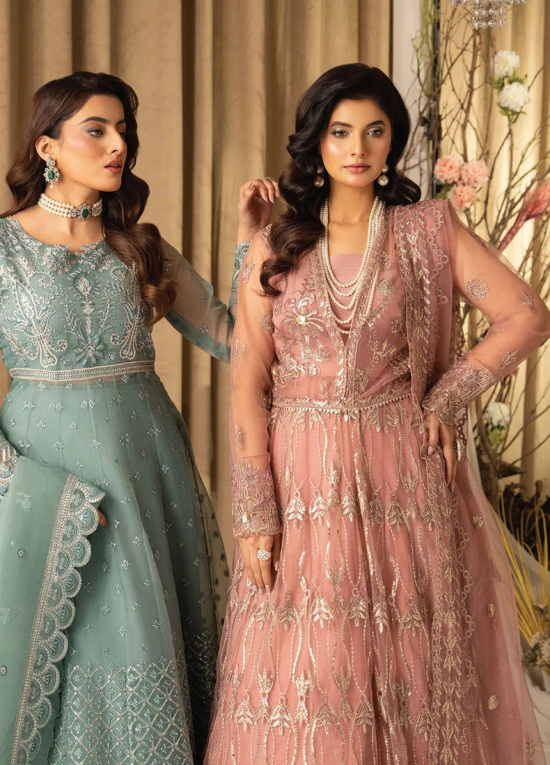 Humdum Embroidered Net Suits Unstitched 4 Piece HD25LFD D-09 - Formals Collection