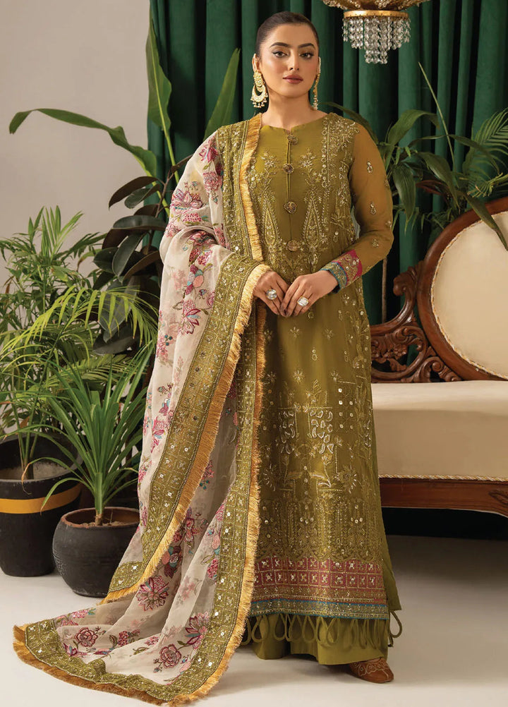 Humdum Embroidered Organza Suits Unstitched 3 Piece HD25LFS D-01 - Formals Collection