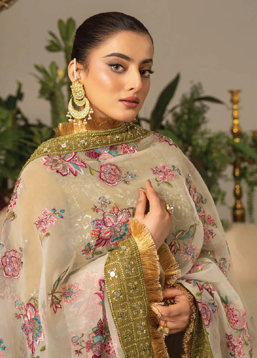 Humdum Embroidered Organza Suits Unstitched 3 Piece HD25LFS D-01 - Formals Collection