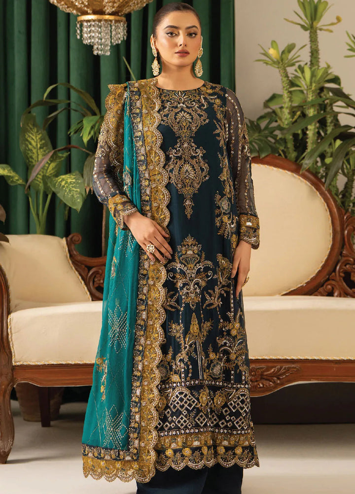 Humdum Embroidered Organza Suits Unstitched 3 Piece HD25LFS D-04 - Formals Collection