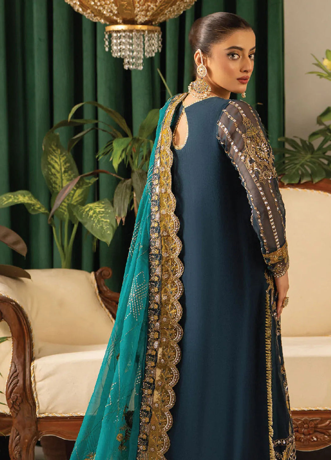Humdum Embroidered Organza Suits Unstitched 3 Piece HD25LFS D-04 - Formals Collection