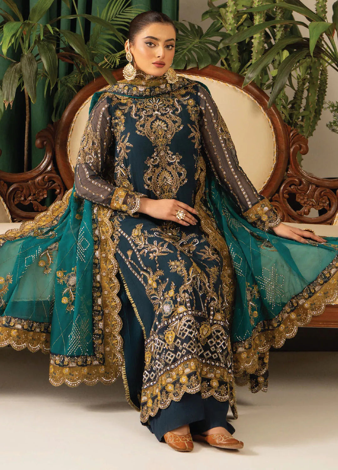Humdum Embroidered Organza Suits Unstitched 3 Piece HD25LFS D-04 - Formals Collection